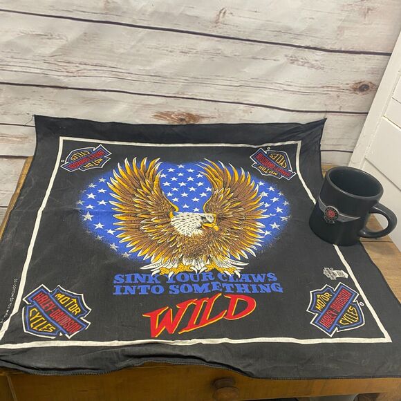 Harley Davidson Bandana Scarf Sink Your Claws Into Something Wild + Coffee Mug - Picture 1 of 6
